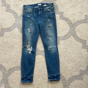 MOTHER Jeans Looker Ankle Fray Naughty Intensions Size 28
